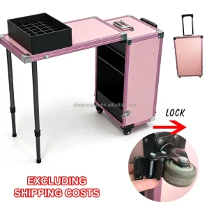 Large Capacity Nail Polish Makeup Rolling High Seat Lightweight Aluminum Folding Chair