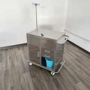Large Capacity Stainless Steel Medical Trolley Medicine Cabinet Hospital Furniture Nursing Dressing Cart with Lockable Drawer