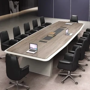 Large Conference Table Light Luxury High end Feel Modern Simple Rectangular Bamboo Chair Set Office Furniture Paint free Cable