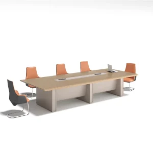 Large Conference Table and Chairs Set of 10 Luxury Boardroom Meeting Table with Power Hub Side Cabinet CEO Furniture