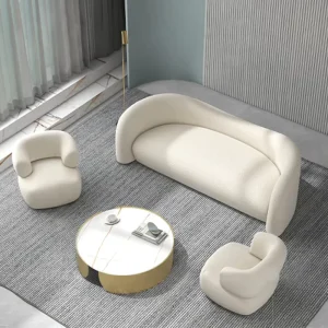 Large Cream Velvet Sectional Sofa Set with Sponge Filling for Villa and Mall Use Modern Design Customizable Colors