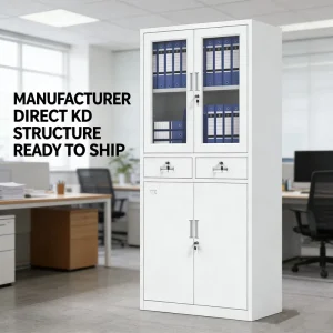 Large File Cabinets Customized Steel Storage Secure Lock Office Furniture Glass Door 2 Drawers Factory Adjustable Shleives