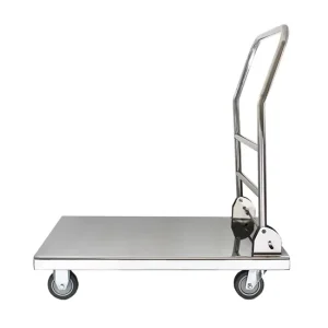 Large Flatbed Stainless Steel Kitchen Trolley with Silent Wheels Multipurpose Pushcart for Hotel Restaurant Use Carrying Goods