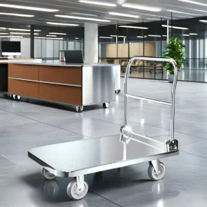 Large Flatbed Stainless Steel Kitchen Trolley with Silent Wheels Multipurpose Pushcart for Hotel Restaurant Use Carrying Goods