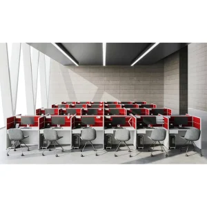 Large Fully Enclosed Modern Wooden Office Call Centre Cubicle Workstation Aluminum Frame Panels Modular 5 Year Warranty for 6