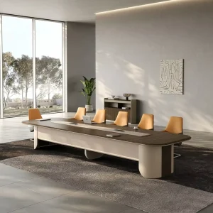 Large High End Commercial Modular Hexagon Wood Conference Table Set for 8 Modern Office Meeting Negotiation Training 5 Year