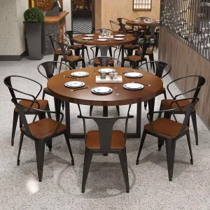 Large Industrial Round Dining Table Set Communal Restaurant Furniture with Style Chairs 8 10 Seater Bistro Dining Suite