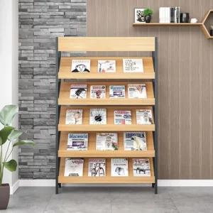 Large Matte Black Multi Layer Vertical Magazine Racks Modern Bookstore Metal Book Magazine Display Rack