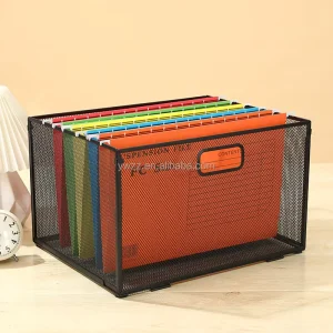 Large Metal Mesh Foldable Storage Box Multifunctional Office Magazine Rack Mailbox File Tray Organizer for Home Office
