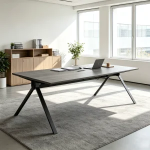 Large Rectangular Office Meeting Table No Under Cabinet Simple Boardroom Conference Desk For Staff Discussion