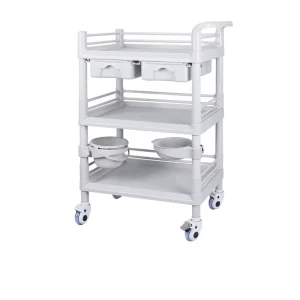 Large Size Hand-Pushed Tool Cart Three-Layer Double-Layer Plastic Medicine Delivery Drawer Mobile Beauty PP Material