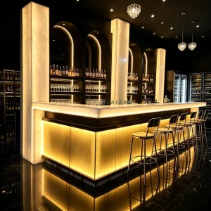 Large Size LED Onyx Marble Stone Top Luxury Nightclub Wine Pub Cocktail Bar Counter Design