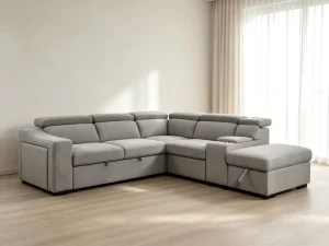 Large Size Luxury Multi function L Shape Sofa Bed with Tea Table Furniture Living Room Storage Ottoman Adjustable Headrest