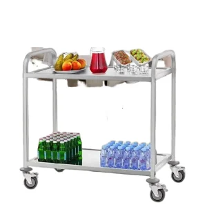 Large Size Square Tube 3 Tier Stainless Steel 1.0mm Serving Trolley Cart for Hotel and Restaurant Made in China