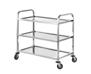 Large Size Square Tube 3 Tier Stainless Steel 1.0mm Serving Trolley for Hotel and Restaurant Made in China & GUA