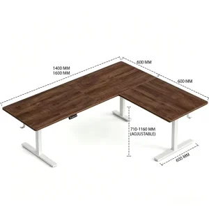 Large Spacious L Shaped Corner Standing Desk Electric Height Adjustable 3 Leg Table for Professional Workspace
