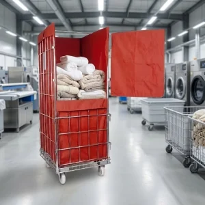 Large Storage Hospital Warehouse Laundry Industry Trolley Roll Cage Container Inside Inner Outer Linen Bag Covers