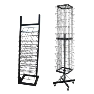 Large Storage Space Portable Rotating Wire Literature Rack Revolving Magazine Stand