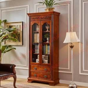 Large Traditional 37.5″ Wide 84″ High Solid Wood Bookcase with Glass Doors Classic Bookcase for Home Office Study