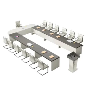 Large U shaped Bamboo Wabi sabi Conference Table for Office Training Bar Reception Use