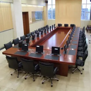 Large Wooden Conference Table Rectangular Meeting Desk 20 Seat Boardroom Furniture Government Council Hall Hotel Use