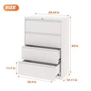 Lateral File Cabinet Metal File Cabinet Storage Cabinet with 4 Drawer