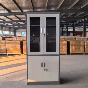 Lateral Lockable Glass Door Steel File Cabinet Office Furniture Organized Document Management Metal Storage Cabinet