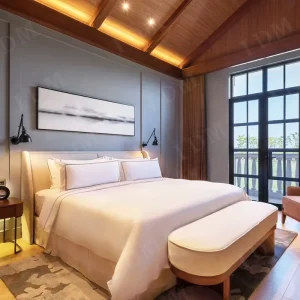 Latest Customized Double king Size Hotel Bed Room Furniture Bedroom Set Compact Apartment 5 Star Hotel Bedroom Furniture Set