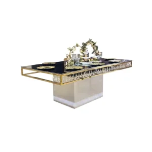 Latest High End Crystal Banquet Wedding Rectangular Furniture Dining Table Guess