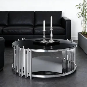Latest Popular Multi functional Double deck Storage Round Tempered Glass Coffee Tea Table Eco friendly