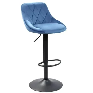Lattice Tufted Bar Stool Horseshoe Footrest Matte Black Base 360 Swivel Height Adjustable for Kitchen Pub Counter Lounge