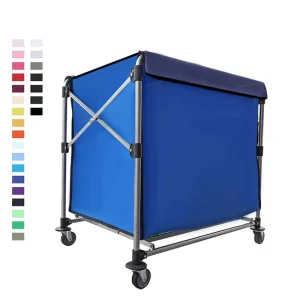 Laundromats and Hotel Gym Supermarket Four Wheel Steel Folding Laundry Cart with Wheels OEM