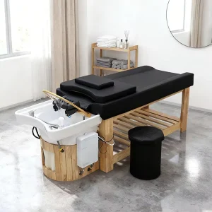 Lay Down Hair Washing Beauty Salon Shampoo Bed Head Therapy Electric Water Circulation Wooden Thai Massage Head Spa Shampoo Bed