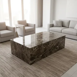 Laystone Modern Natural Square Customized Stone Coffee Table Living Room Furniture Brown Marble Durable Customizable