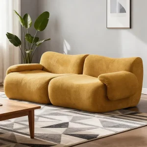Lazy Couch Compressed Sofa Sofa Set Furniture Three Seater Modern Small Living Space Wooden Block Technology Fabric Sofa