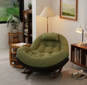 Lazy Rocking Chair Adult Recliner Single Leisure Sofa for Balcony Living Room Adjustable Sleeping & Lying Rocker