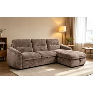 Leader Two Seat L-Shape European Sofa Bed with Storage Pullout Adjustable Mechanism for Apartment & Mall Living Room Furniture