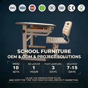 Leading Industry Provider Adjustable Heavy Duty Ergonomic School Furniture Student Desk and Chair for School Project Solutions
