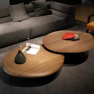 Leaf Coffee Table Black Walnut Irregular Modern Hotel