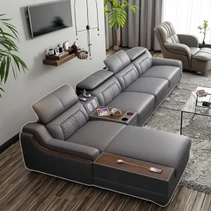 Leather 3 Seater Luxury Sectional Corner Modular Modern Sofa Set with Metal Frame Eco Friendly L Shape for Living Room