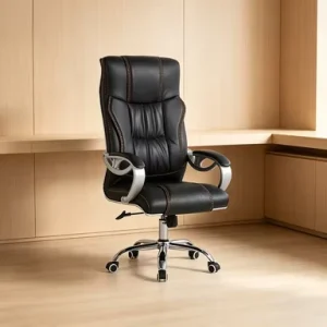 Leather Boss Chair with Yellow Stitching, Lifting Rotating Waist Support, Sedentary Business Executive Office Computer Chair