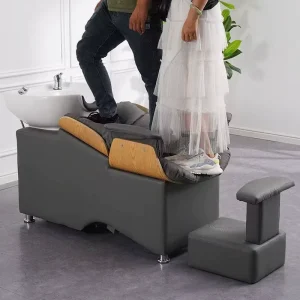 Leather Ceramic Modern Design Semi-Reclining PU Synthetic Basin Hair Wash Beauty Living Room Bathroom Shampoo Chair