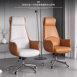 Leather Chesterfield Office Chair Modern Design Swivel Ergonomic Chair Chrome for Office Waiting Room Reception
