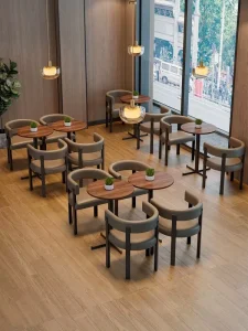 Leather Coffee Table Chair Set for Mall Commercial Spaces Rest Areas Meeting Rooms Reception Industrial Style Sofa