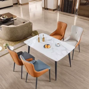 Leather Dining Table Side Chair with Durable Upholstered Armrest for Hotel Apartment Living Room & Waiting Room Use