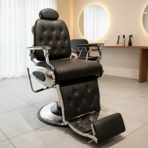 Leather Foldable Ergonomic Adjustable Reclining Barber Chair Salon