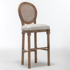 Leather High Back Counter Height Rattan Wood Kitchen Design High Stools Bar Chairs