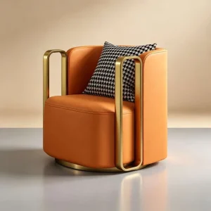 Leather Lounge Accent Chair Commercial Waiting Seat for 4S Store Salon Real Estate Hotel Lobby