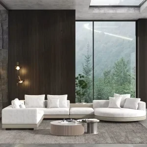 Leather Luxury L-Shaped Sofa Bed Wood Frame Sponge Filled Modern Design Apartment Living Room Mall School Furniture