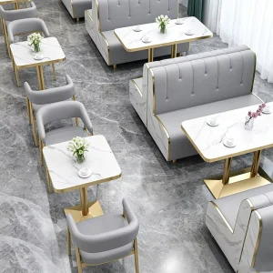 Leather Milk Tea Tables Chairs Noodle Restaurant Snack Bar Burger Shop Dessert Caf Food Outlet Restaurant Set